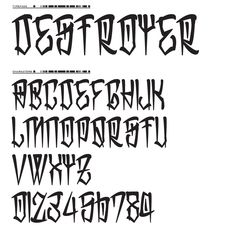 some type of graffiti font that is black and white with the letters below it in different styles