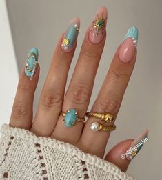 Elsie Aesthetic, Sea Shell Nails, Shell Nails, Nail Aesthetic, Beachy Nails, Retro Nails, Happy Nails, Nails Aesthetic