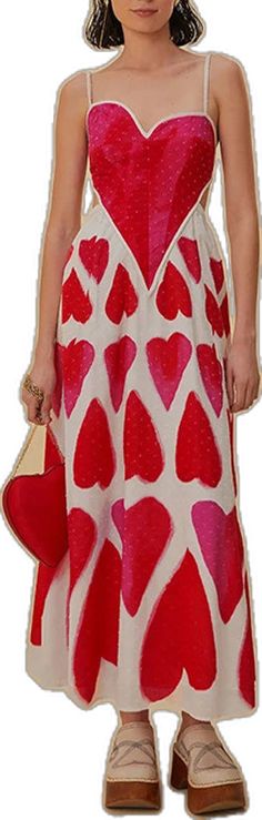 Sleeveless Heart Print Dress For Valentine's Day, Red Sleeveless Dress With Heart Print, Heart Print Sleeveless Dress For Spring, Sleeveless Heart Print Dresses For Spring, Spring Heart Print Sleeveless Dress, Sleeveless Heart Print Spring Dress, White Sleeveless Dress With Heart Print, Red Heart Print Summer Dress, Casual Sleeveless Heart Print Dress