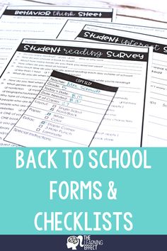 back to school forms and checklists with text overlay