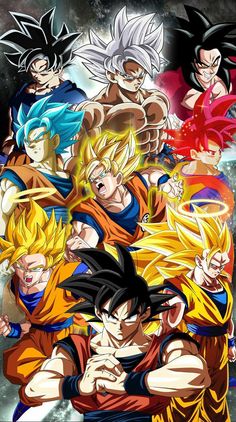 dragon ball wallpaper with many different characters in the same group, including gohan and vegeta