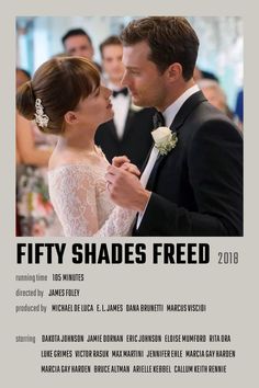 the poster for fifty shades feed shows a man and woman in tuxedos, standing next to each other