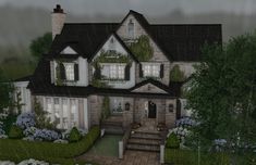 Bloxburg Southern Home, Traditional House Bloxburg, Bloxburg Winter House, Farmhouse Bloxburg, Coquette Girlies, Sims 4 Modern House, Winter House Exterior, Farmhouse Layout, Bloxburg Houses