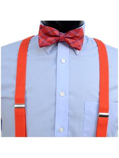 Bow ties are back in style - not that they ever left - but dressing like a gentleman is all the rage! Help your young gentlemen get spiffed up with this neat bow tie and suspenders set. Carefully matched and styled, these sets are made to complete outfits with a desirable level of class, taste, and an old school style with a modern attitude. 3pc in one plastic bag Suspender is: 1" wide and up to 45" long (extendable) Metal clip fastening Hanky size: 10" x 10" Bow tie size: 4.5" x 2.5" Dapper Semi-formal Red Tie, Dapper Red Tie For Semi-formal Occasions, Classic Fitted Suit And Tie Accessories With Suspenders, Classic Formal Suspenders For Suit And Tie, Classic Red Ties For Summer, Classic Red Suit And Tie Accessories, Classic Adjustable Red Suit And Tie Accessories, How To Store Ties, Tie And Suspenders