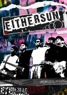 an advertisement for the band ethersun featuring three men playing guitars