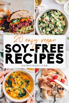 20 easy vegan soy - free recipes that are perfect for lunch, dinner or dessert