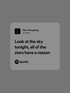 a text message that reads look at the sky tonight, all of the stars have a reason