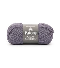 patons kroy socks yarn in grey, on a white background with the text