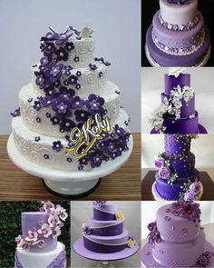 many different types of wedding cakes with flowers on them