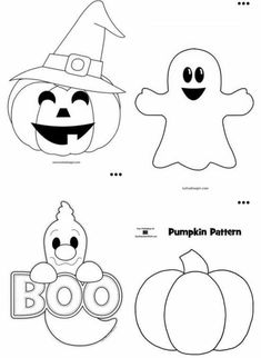 halloween coloring pages with pumpkins and ghost faces for kids to color on the page