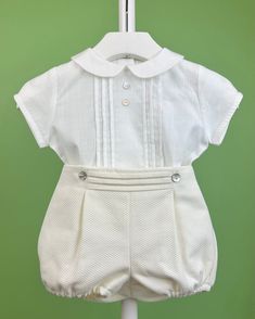 Nate Off-White Bubble Outfit – YoYo Boutique Classic White Summer Shirt, Elegant Off White Cotton Top, Classic White Cotton Top, Elegant White Cotton Tops, Classic White Tops For Summer, Classic White Top For Summer, Classic White Summer Tops, Baby Dedication Outfit, Spain Shirt