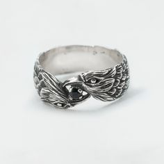 Raven Silver Ring Hugin and Munin, Norse Raven Jewelry, Chunky Silver Ring, Mens Raven Ring, Womans Raven Ring - Etsy Crow Ring, Norse Raven, Goth Rings, Raven Ring, Hugin And Munin, Raven Claw, Crow Jewelry, Raven Jewelry, Goth Ring