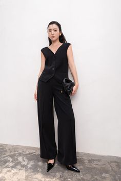 Micah Straight Wide Leg Crepe Ankle Length Pants | MEAN BLVD Tailored Ankle-length Wide Leg Pants, Chic Ankle-length Evening Pantsuit, Black Straight Culottes For Formal Occasions, Chic High-waisted Culottes For Work, Elegant Straight Culottes For Business Casual, Classic Straight Culottes For Workwear, Chic Straight Culottes For Work, Chic Workwear Straight Culottes, Casual Business Wide-leg Pantsuit