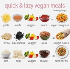 an image of quick and lazy vegan meals