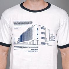 Architee Bauhaus T Shirt Nwot Store Display Cotton Blend Architee Makes An Amazing Collection Of T Shirts Printed With Blueprints Of Architectural Landmarks Bauhaus Building, School Of Arts, Bauhaus Movement, Walter Gropius, The Bauhaus, Architectural Prints, Store Display, Merchandise Design, Tshirt Print