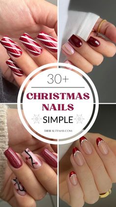 Get festive with the 30+ simple Christmas nails! Try red Christmas nails for a classic look, or explore winter nails with subtle holiday designs. These Christmas nails simple ideas will keep your holiday style elegant and classy! Christmas Nails With Accent Nail, French Tip Christmas Nail Ideas Red, Diy Christmas Gel Nails, One Color Christmas Nails, Red Matte Nails Design Christmas, Professional Holiday Nails, Red Xmas Nails Simple, Non Red Christmas Nails, Christmas Nail Ideas Dip Powder French Manicure