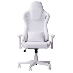 a white office chair sitting on top of a desk