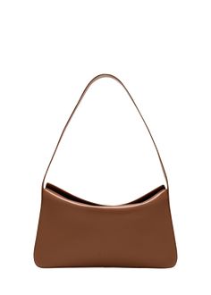 "Find AESTHER EKME Fold-over Flap Leather Shoulder Bag on Editorialist. Aesther Ekme shoulder bag in smooth leather and polyester Shoulder strap Foldover flap top with magnetic closure Interior, one card slot Approx. 6.7\"H x 12.2\"W x 2.4\"D Made in Spain" Brown Smooth Grain Evening Shoulder Bag, Brown Smooth Grain Evening Bag, 7 H, Magnetic Closure, Smooth Leather, Leather Shoulder Bag, Rust, Shoulder Strap, Spain