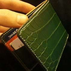 Mens bifold wallet green alligator wallet for men handmade | Etsy Green Luxury Card Holder With Interior Slots, Green Leather Luxury Card Holder, Luxury Green Wallets With Rfid Blocking, Luxury Green Wallet With Rfid Blocking, Luxury Green Leather Card Holder, Green Leather Card Holder For Formal Use, Alligator Wallet, Leather Padfolio, Slim Wallet Men