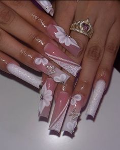 Latina Nails, Fake Nails Designs, Acrylic Nail Set, Blush Nails, Simple Gel Nails, Simple Acrylic Nails, Dope Nail Designs