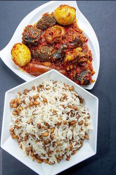 two plates filled with different types of food