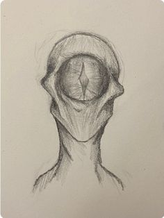 a pencil drawing of a man's head with an eyeball in the middle