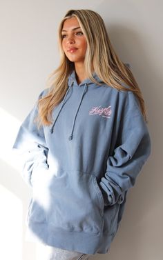 Hazel Exclusive Printed Hoodie Oversized Fit // Sizes Medium, Large, XL, and 2XL Any Out Of Stock Items are Due To Restock within 2-3 Weeks, Please Enter Your Email Address to be Notified About Restocks Hazel Boutique, Essential Hoodie, Pajama Outfits, Hoodie Oversize, Sweat Top, Home Decor Sale, Swimwear Bottoms, Brand Sale, Blue Hoodie