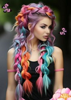 Pop Of Color Hair, Dramatic Hair Colors, Exotic Hair Color, Exotic Hair, Hair 2025, Unicorn Hair Color, Exotic Hairstyles, Cotton Candy Hair, Ombre Purple