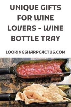 an advertisement for wine bottles with chips and salsa