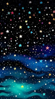 the night sky is filled with stars