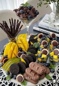 an assortment of desserts and snacks on a plate