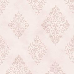 a white and pink wallpaper with an ornate design