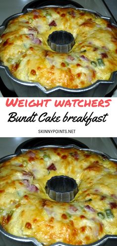 two photos of bundt cake in a pan with the words, bundt cake breakfast