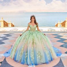 PR30162 Lime Sorbet 8 Spring 2024 Green Quinceanera, Green Quinceanera Dresses, Lime Sorbet, Quince Dress, Sequin Appliques, Prom Designs, Glitter Ombre, Quince Dresses, Gowns With Sleeves