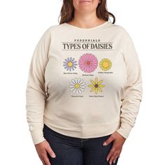 She will love showing off her style with this Plus Size Types of Daisies French Terry Long Sleeve Tee.FEATURES Long sleeves ScoopneckFABRIC & CARE Cotton/Polyester, French Terry Machine wash Imported Size: 4X. Color: Beige. Gender: female. Age Group: adult. Types Of Daisies, How To Show Love, Her Style, French Terry, Womens Clothing Tops, Fabric Care, Gender Female, Age Group, Daisy