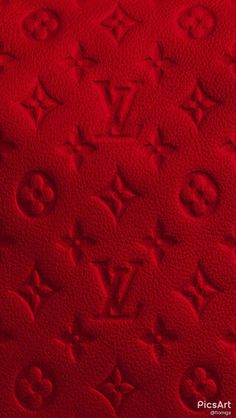 red louis vuitton fabric with monograms on it