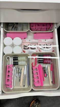 Organizing Nail Supplies, Nails Organization, Nail Supplies Organization, Nail Hygiene, Nail Storage