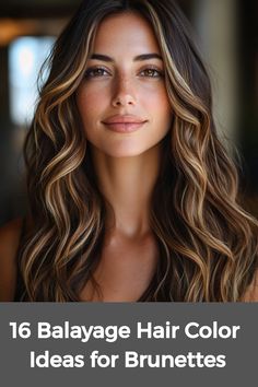 Discover the beauty of balayage hair color for brunettes with these unique ideas that can instantly elevate your style. From short and straight with bangs to long and wavy locks, balayage provides a subtle yet stunning touch of depth. Embrace a bold new look by adding blonde highlights to your brunette base for a striking contrast. This technique caters to various hair lengths and styles, making it perfect for anyone looking for a natural yet transformative change. Long Layered Hair Balayage Brunettes, Brunette Balayage Hair Long, Bayalage Brunette 2024, Long Balayage Hair, Balayage Vs Ombre, Bangs Balayage, Balayage For Brunettes, Long Hair Balayage, Bayalage Brunette