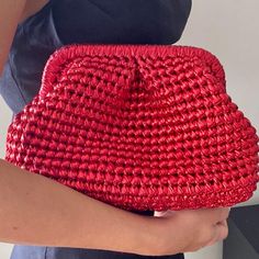 "METALLIC SHINNY RAFFIA BAG,CROCHET KNITTING HANDMADE BAG RED EVENING CLUTCH BAG,METALLIC RED POUCH BAG Unique Handcrafted Beauty: Discover a truly one-of-a-kind accessory with our \"Red Elegance Handmade Metallic Raffia Bag.\" Each bag is meticulously handwoven, and because of the artisanal craftsmanship, measurements may occasionally vary by 1-2 cm. Luxurious Metallic Finish: Elevate your style with a gleaming metallic  finish, perfect for both special occasions and everyday glamour. Spacious and Versatile: With ample interior space, it's designed to carry your essentials, making it suitable for various occasions. *Satin lining is used *Excellent workmanship. *Fast and free shipping Measurements: Small: 23cm x 15cm x 12 cm (9\" x 6\" x 4.7\") Medium: 26cm x 17cm x 13 cm (10,2\" x 6.7\" x Woven Clutch Evening Bag, Handmade Red Evening Clutch, Handwoven Rectangular Evening Clutch, Chic Handwoven Clutch As Gift, Evening Woven Pouch Clutch, Woven Clutch Evening Bag For Parties, Crochet Pouch Clutch As Gift, Party Woven Crochet Pouch Bag, Party Pouch Crochet Bag