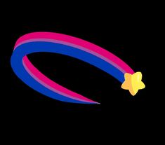 a star is on top of a blue, pink and purple ring with a yellow star