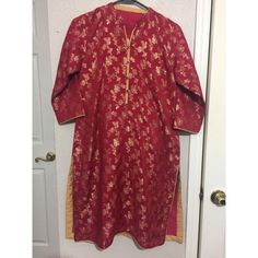 3 Piece Banarsu Suit, Red Color With Shirt, Dupatta And Pajama. Brand New, Never Worn. Pakistani Suit, Pakistani Suits, Lady In Red, Red Color, 3 Piece, Pajamas, Brand New, Red, Women Shopping