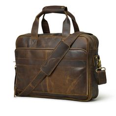 Leather Office Briefcase Leather Laptop Bag With Adjustable Strap For Office, Modern Leather Crossbody Travel Bag, Rectangular Business Shoulder Bag With Adjustable Strap, Brown Crossbody Laptop Bag For Business, Business Camera Shoulder Bag With Adjustable Strap, Leather Laptop Shoulder Bag With Luggage Sleeve, Leather Shoulder Laptop Bag With Luggage Sleeve, Brown Satchel With Adjustable Strap For Business Trips, Classic Rectangular Laptop Bag With Adjustable Strap