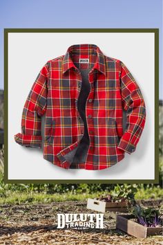 Keep little lumberjacks and jills cozy with the Kid's Flapjack Flannel Shirt Jac that stacks on warmth with a hearty 200-gram polyester fleece lining. Flannel And Flapjack Party, Red Cotton Flannel Shirt With Pockets, Kids Red Flannel Shirt, Boys Flannel, Kids Fleece, Lumberjack, Work Pants, Cotton Flannel, Flannel Shirt