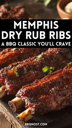 the ribs are covered in bbq sauce and garnished with fresh parsley