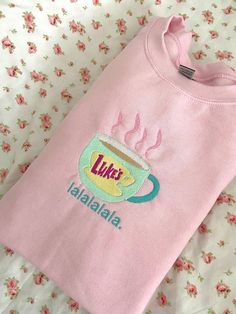 Luke Gilmore Girls Embroidered Sweatshirt College Birthday Gifts, Stars Hollow Sweatshirt, Embroidered Cotton Crew Top, Pink Crew Neck Sweater With Embroidered Logo, Pink Crew Neck Top With Embroidered Logo, Cute Embroidered Sweatshirt For Loungewear, Casual Pink Sweater With Embroidered Logo, Pink Crew Cotton Top, Custom Embroidery Loungewear Tops