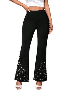 These Black Pearl Beaded High Waist Flare Pants are extremely comfortable and stylish, designed with high-quality vegan leather and unique beading detail. The high waisted design gives you a flattering figure and the perfect amount of coverage, making them a great choice for any occasion. Fabric Type: 90% Polyester, 10% Elastane Care Instructions: Hand Wash Only Closure Type: Pull On Beaded Flare Pants, High Waist Flare Pants, Winter Knit Hats, High Waisted Pencil Skirt, Pants Large, Boot Accessories, Winter Knits, Black Pearl, Sunglass Frames