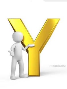 a person standing next to the letter y