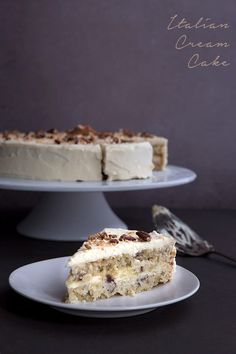 a piece of cake sitting on top of a white plate