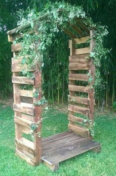 a wooden structure with ivy growing on it's sides and the words bride approved