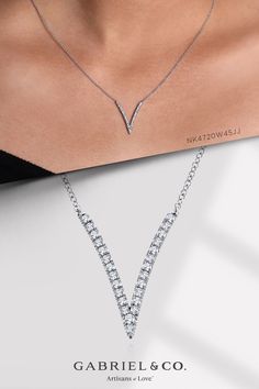 Work your angles in this chic fashion necklace. A minimalist V shaped pendant is outlined in 0.27cts of scintillating pavé diamonds. A dainty 14k white gold cable chain completes this essential style.
14K White Gold Diamond Chevron Necklace
NK4720W45JJ Luxury Classic Necklaces With Tension Setting, Luxury Brilliant Cut Necklace For Gift, Necklace That Say Gavin, Luxury Tension Setting Diamond Necklace For Engagement, Luxury Diamond Accents Backdrop Necklace Gift, Cheap Anniversary Necklace, Real Diamond Necklace Zales, Luxury Pave Setting Necklaces For Anniversary, Luxury Silver Necklace With A Modern Twist